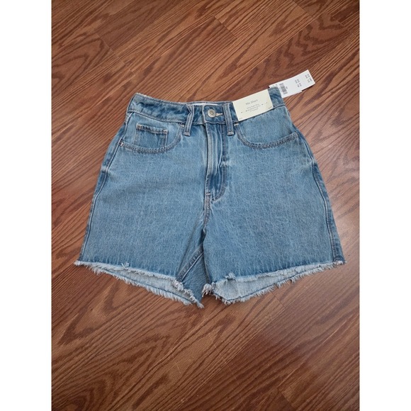 Hollister Pants - Hollister 90s Short Womens 000 W23 Ultra High Rise Denim Cut Off Blue 5 Inseam